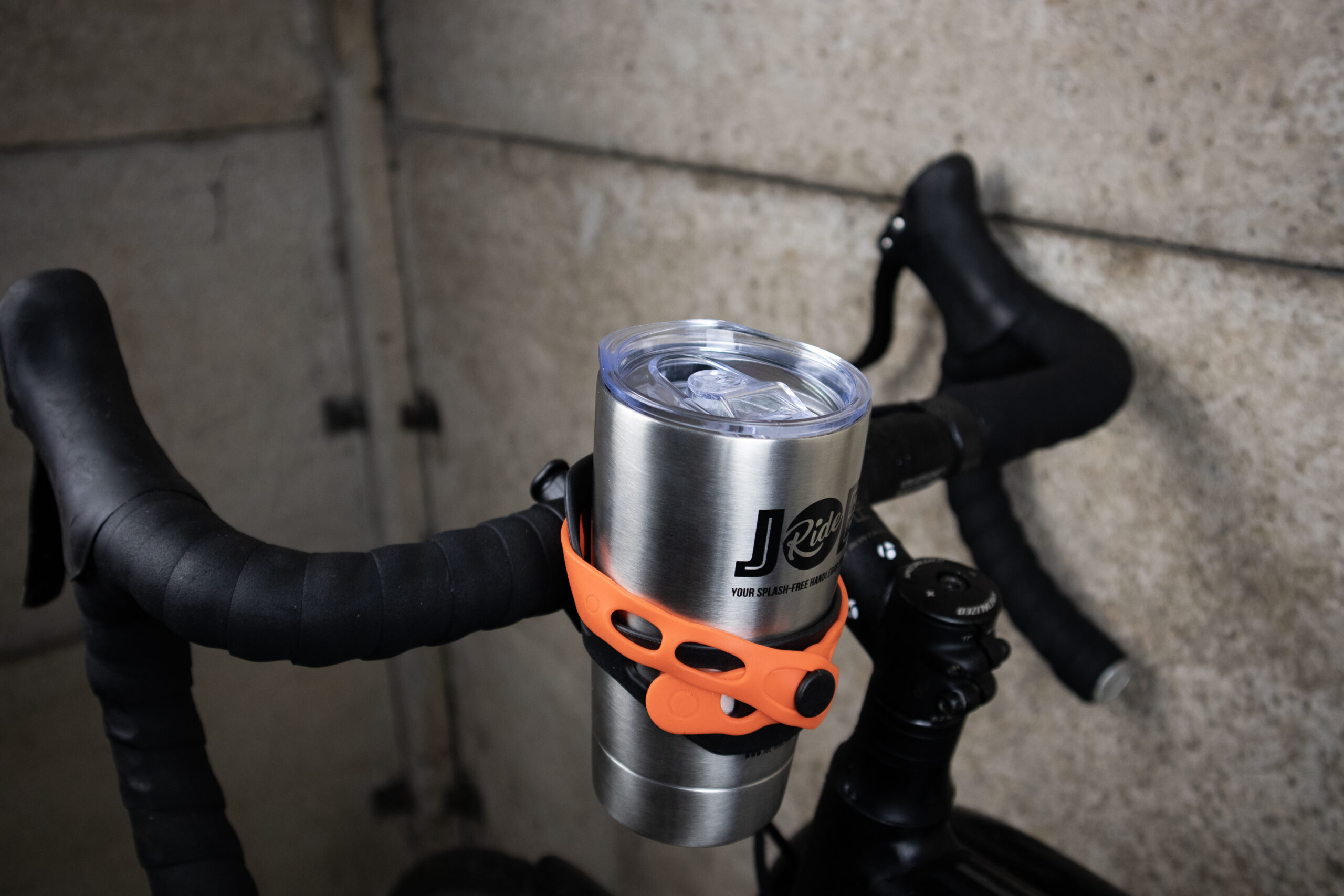 JOERide flask mounted to bike in JOERide cup holder