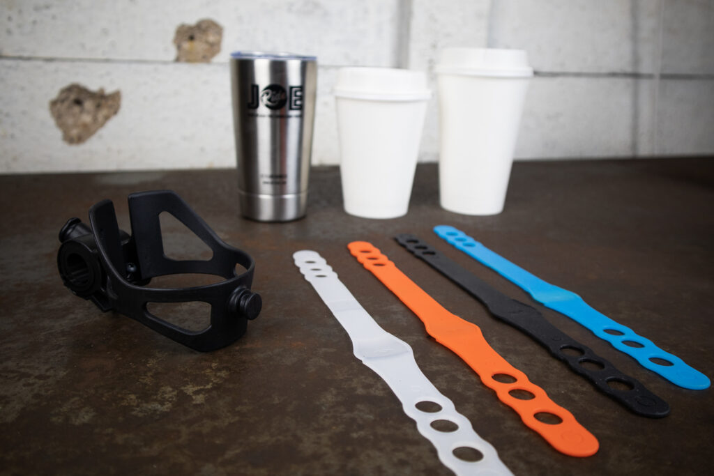 JOERide coffee cup holder with the four different strap color options